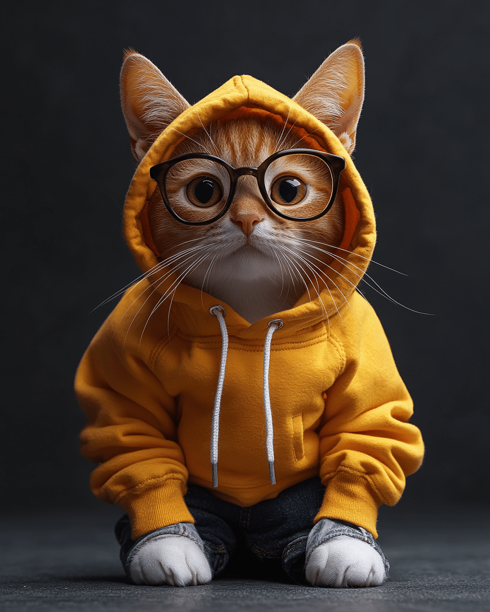 Yellow Hoodie Cool Cat