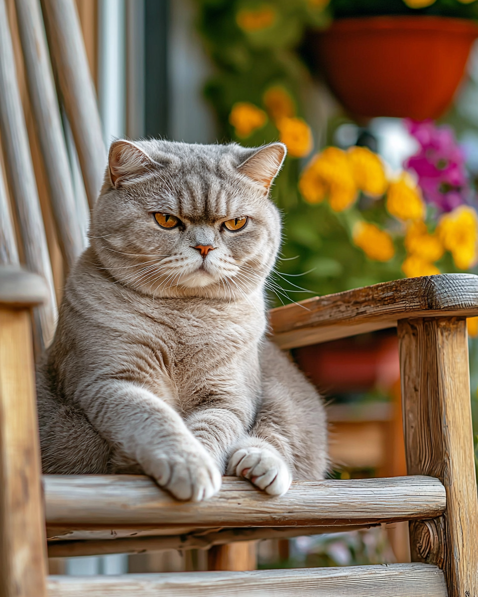 Scottish Fold Grumpy Garden Gaze Custom Canvas Print
