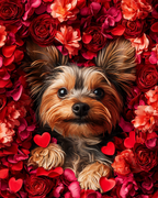 Yorkshire Terrier Valentine Rose Glow Original Art