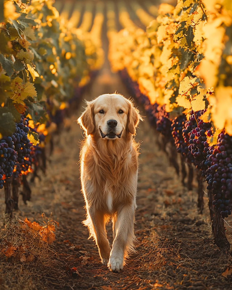 Golden Retriever Golden Hour Vines Custom Canvas Print