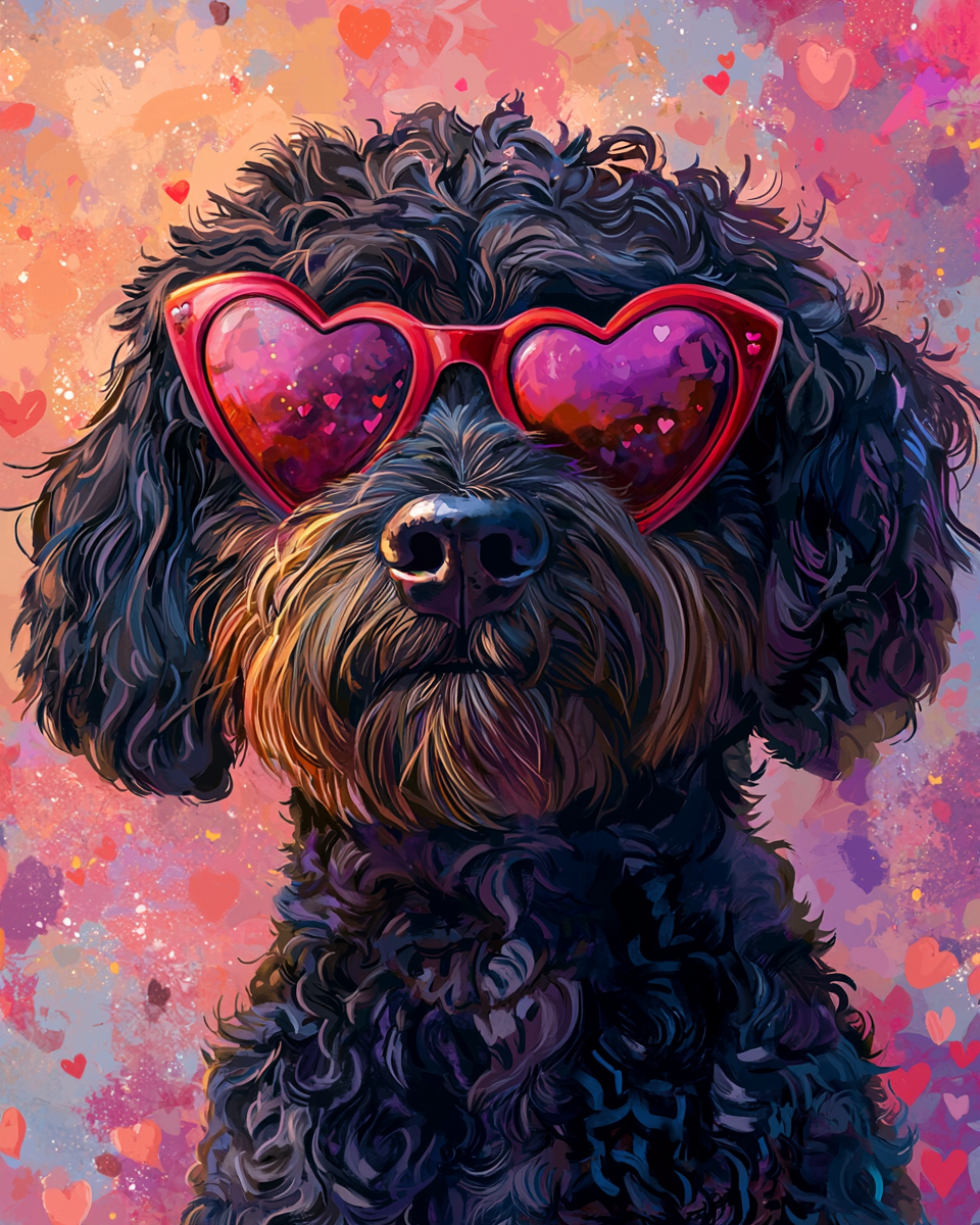 Portuguese Water Dog Heart Eyes Original Art