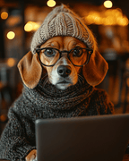 Cafe Laptop Thinker