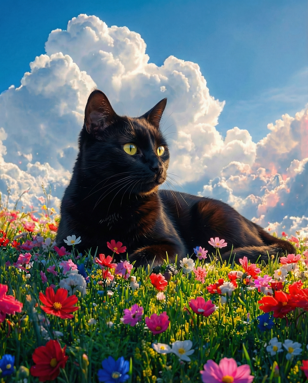 Flower Field & Clouds Canvas Print