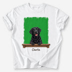 Peeking Pal custom pet T-shirt — Dog Park Green