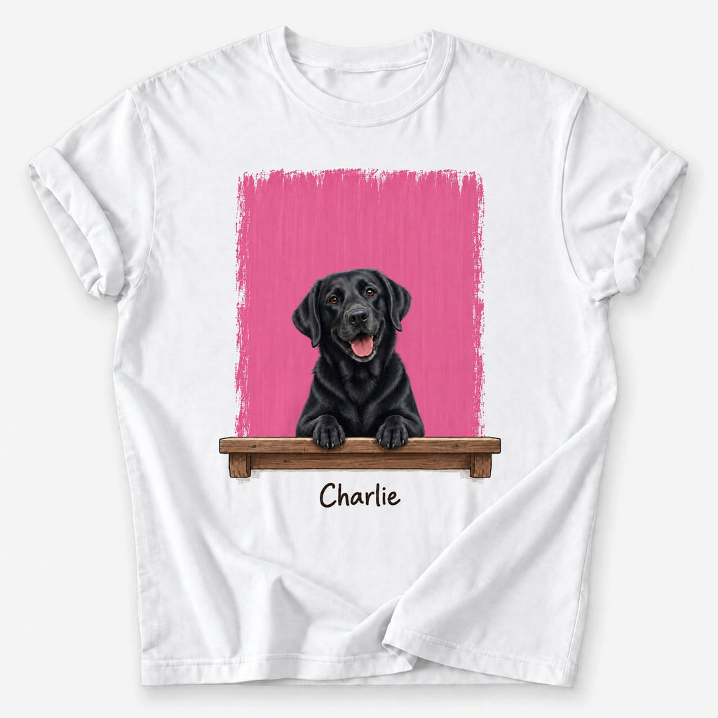 Peeking Pal custom pet T-shirt — Belly Rub Pink