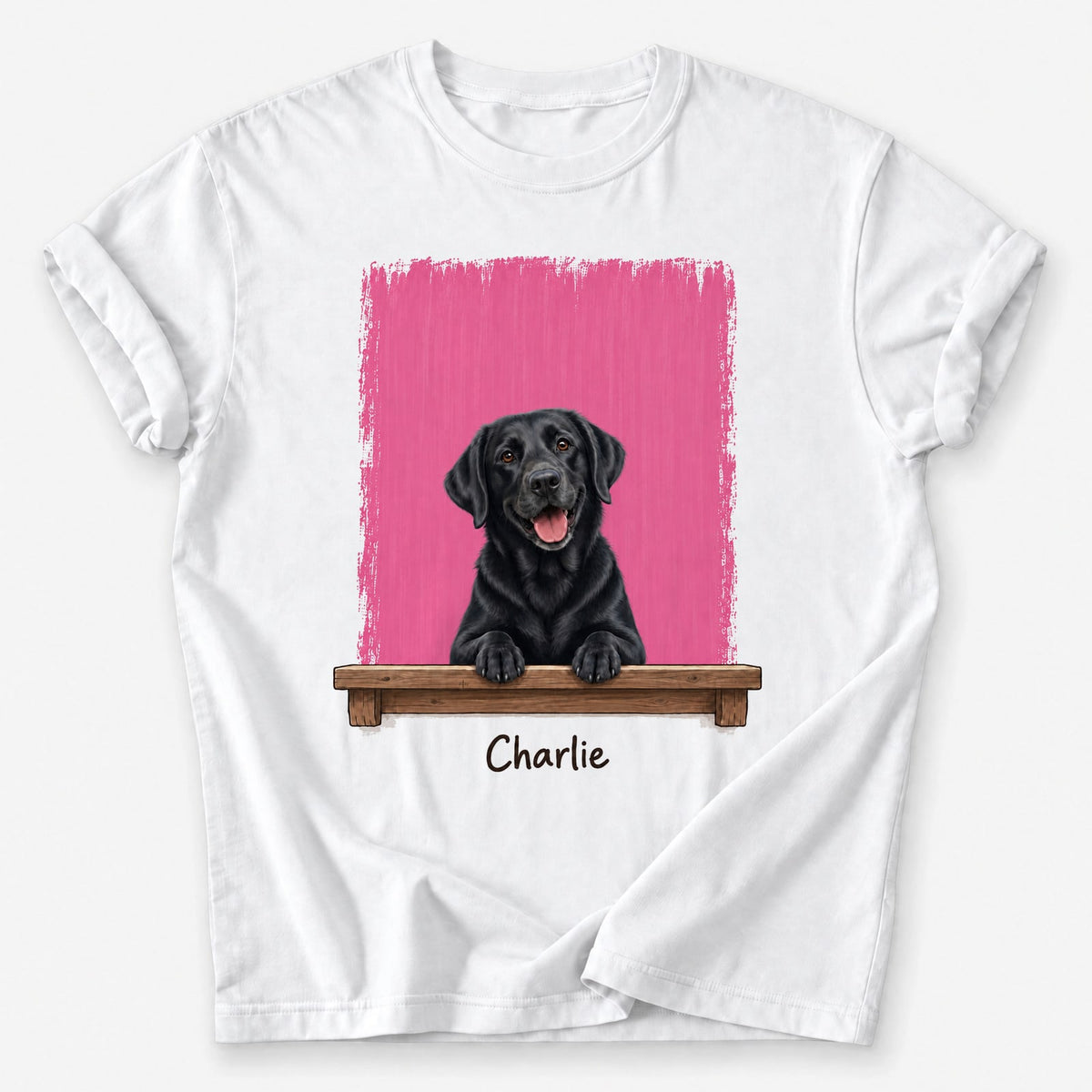 Peeking Pal custom pet T-shirt — Belly Rub Pink