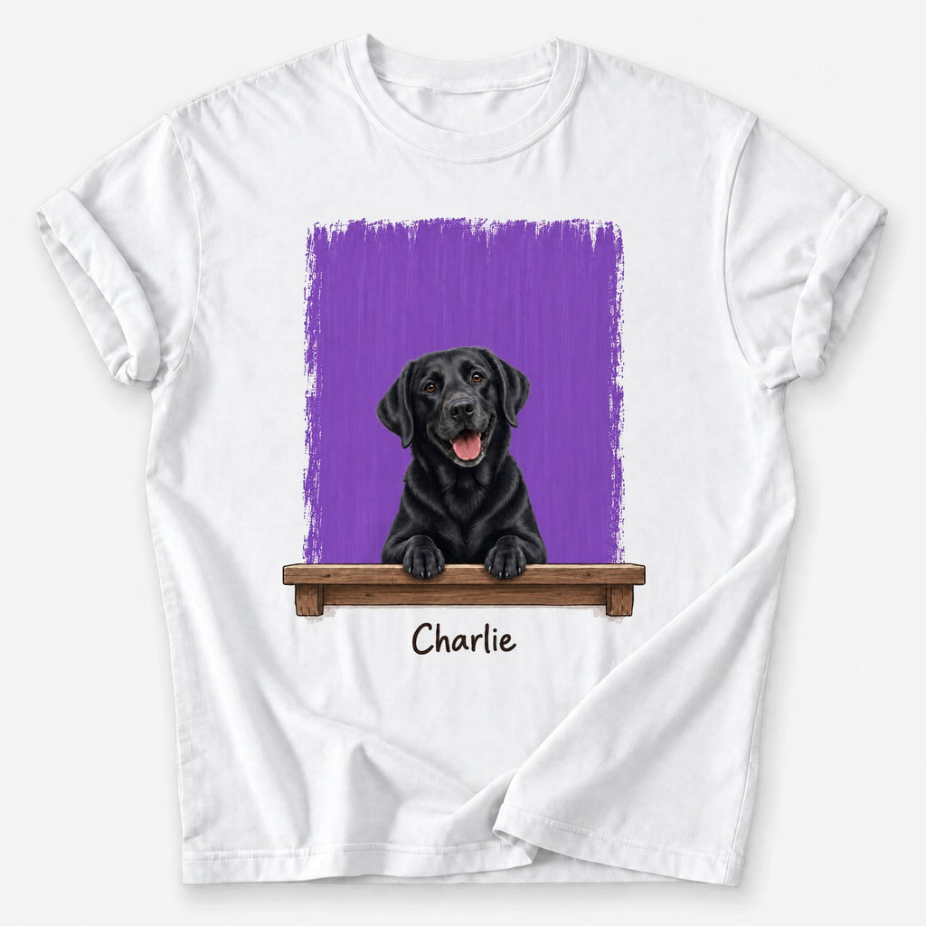 Peeking Pal custom pet T-shirt — Lavender Walk