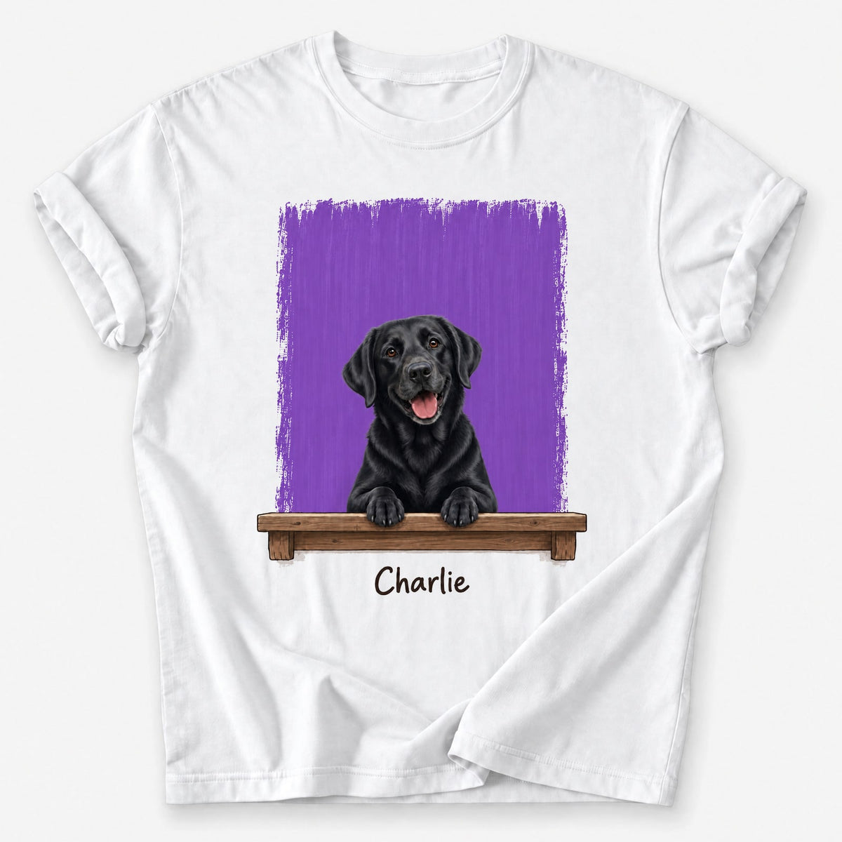 Peeking Pal custom pet T-shirt — Lavender Walk