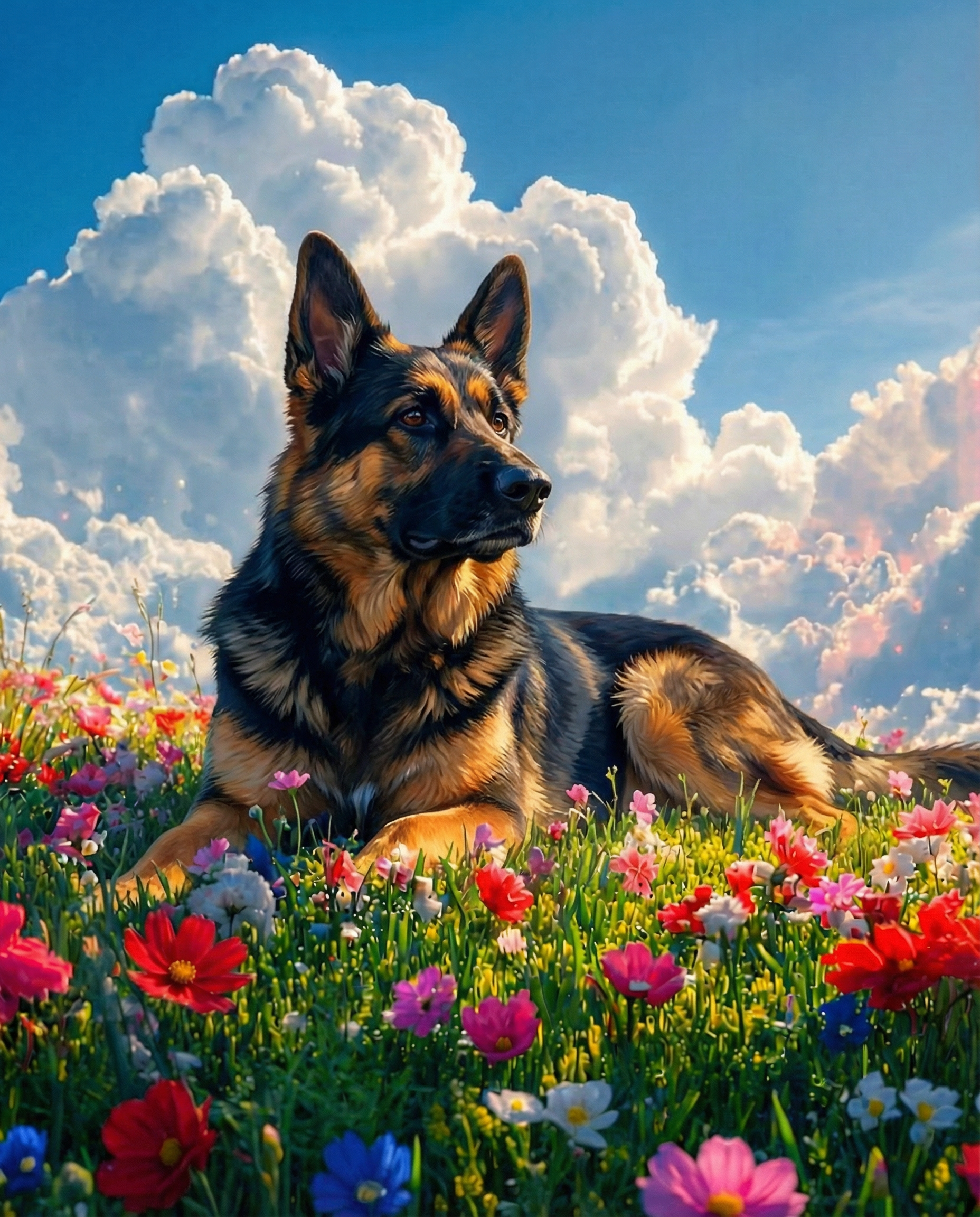 German Shepherd memorial angel art