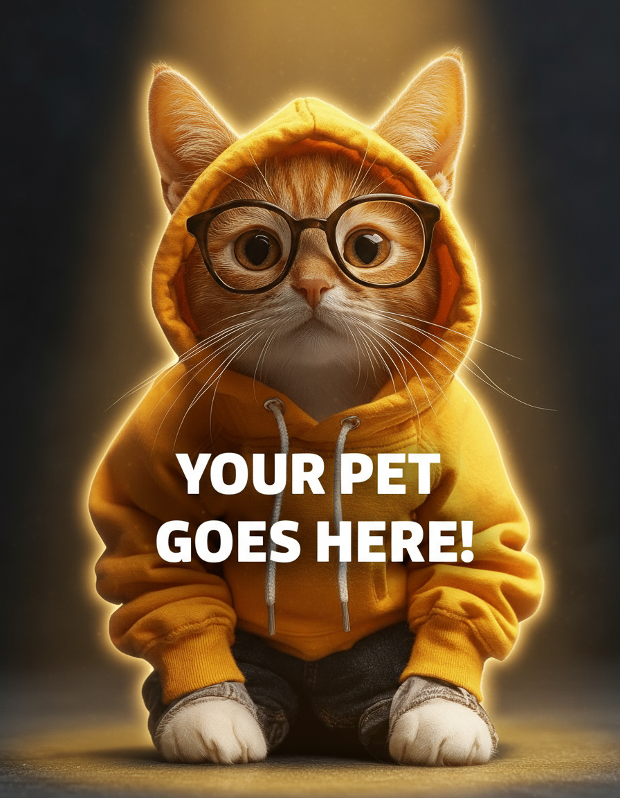 Yellow Hoodie Cool Cat